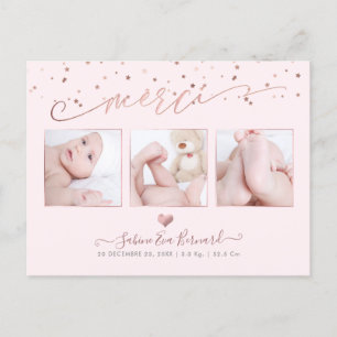 Carte Postale PixDezines Rose Gold les Étoiles Remerciements