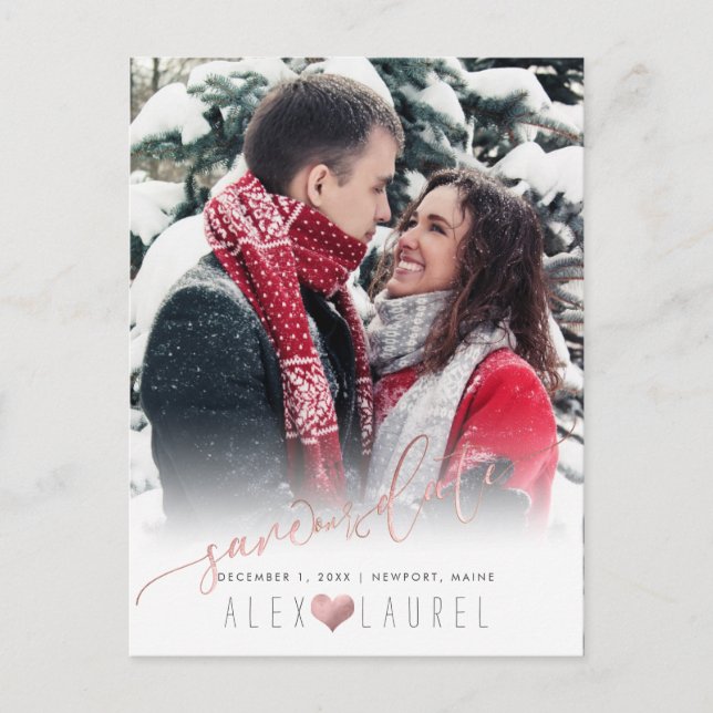 Carte Postale PixDezines Sauvegardez notre date Calligraphie Ros (Devant)