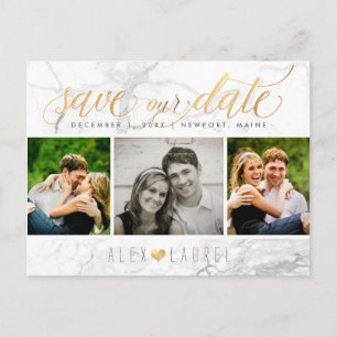 Carte Postale PixDezines Sauvegardez notre Date/Chic Faux Gold+M