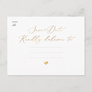 Carte Postale PixDezines Sauvez notre date, Faux Gold Calligraph