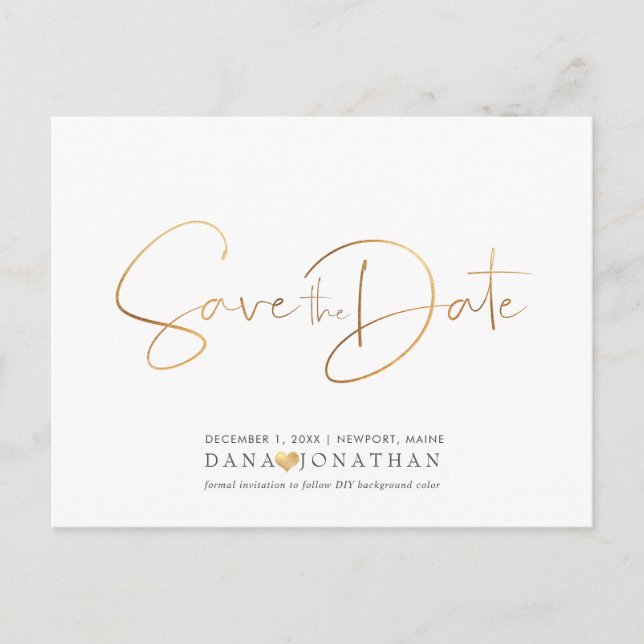 Carte Postale PixDezines Save the Date/Iridescent Gold Script (Devant)