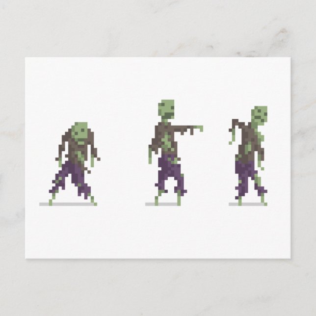 Carte postale Pixel 8 bits Zombie (Devant)