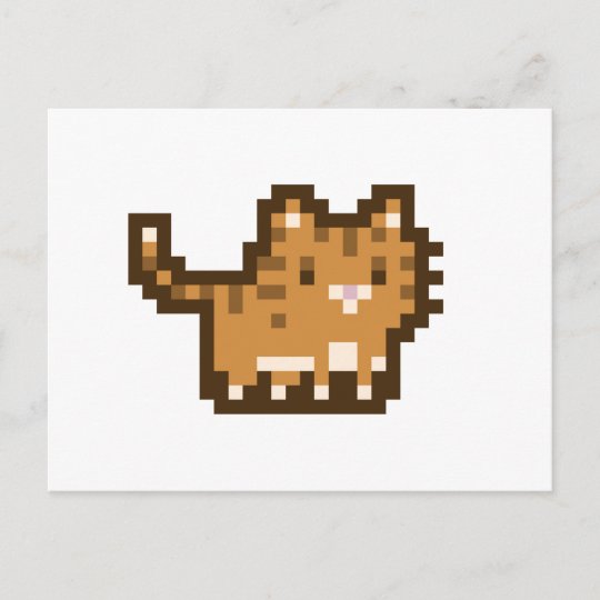 Carte Postale Pixel Art Chat Orange Zazzle Fr