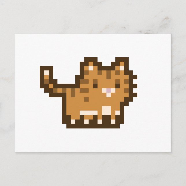Carte postale Pixel Art Chat Orange (Devant)