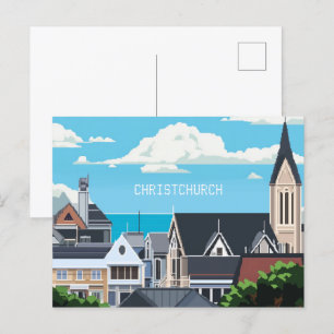 Carte Postale Pixel Art Christchurch Nouvelle-Zélande