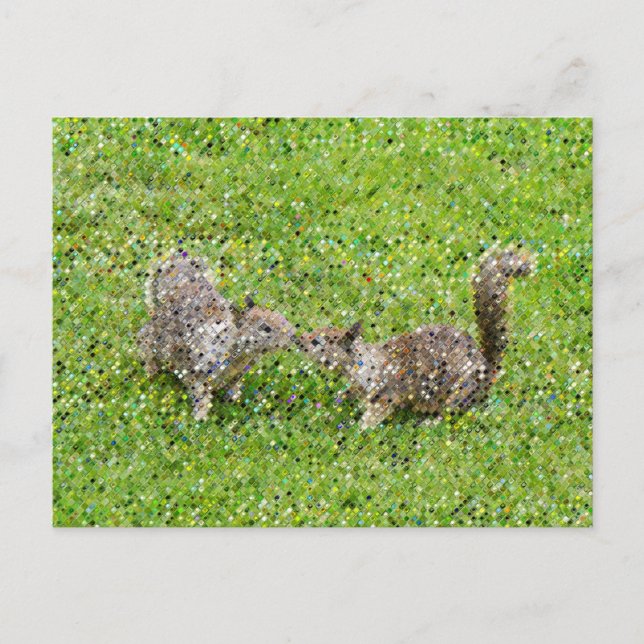Carte Postale Pixel Art - Deux écureuils (Devant)