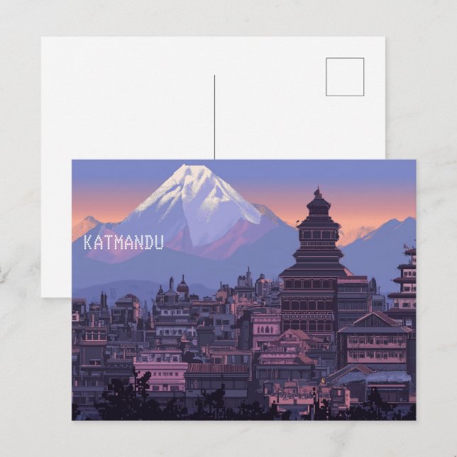 Carte Postale Pixel Art Katmandu Népal (Devant / Derrière)