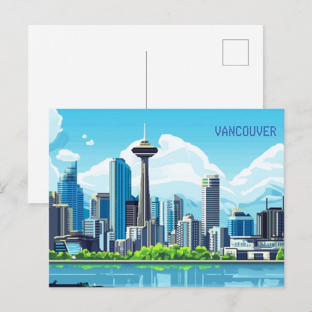 Carte Postale Pixel Art Vancouver Canada (Devant / Derrière)