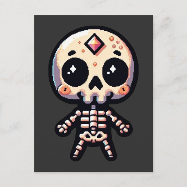 Carte Postale Pixelart Skeleton (Devant)