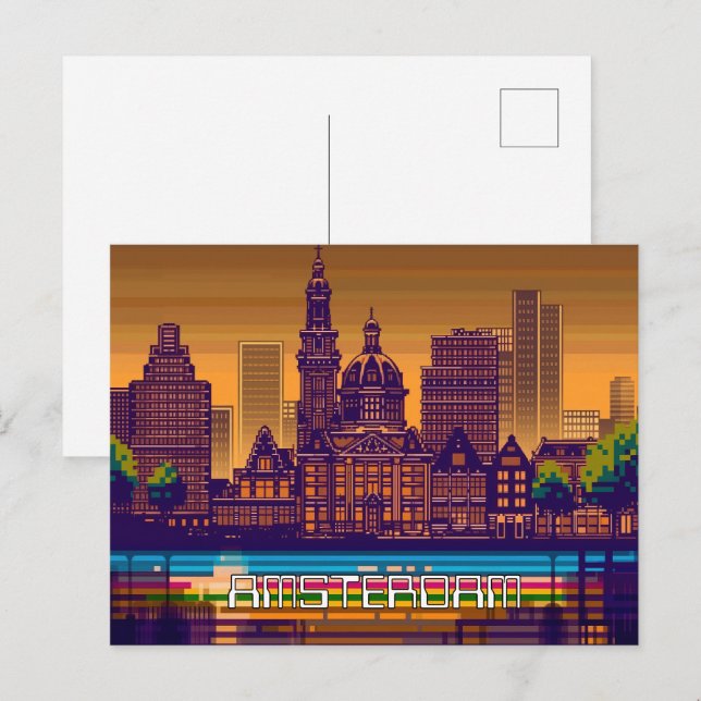Carte Postale Pixellit 2D Game Art Amsterdam (Devant / Derrière)