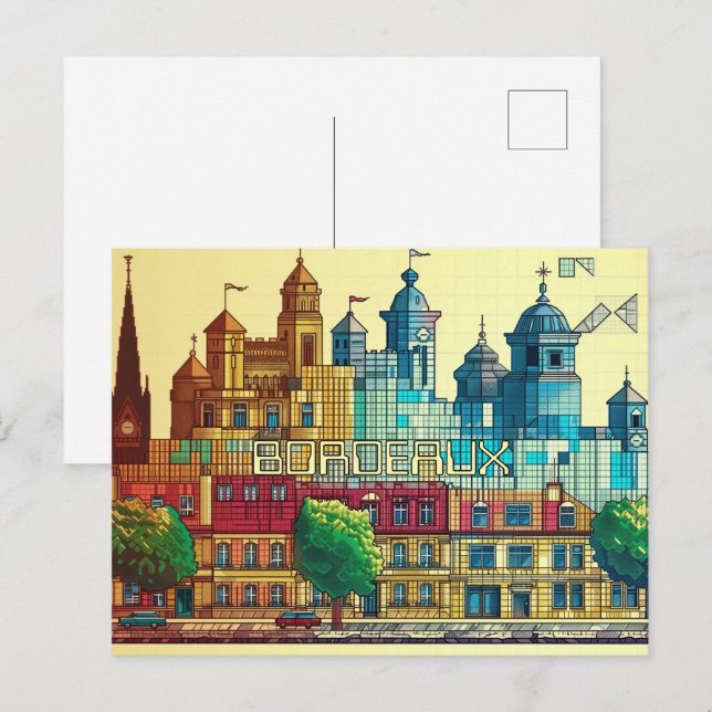 Carte Postale Pixellit 2D Game Art Bordeaux (Devant / Derrière)