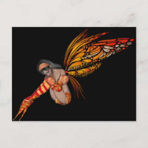 Carte Postale Pixie 3D pour papillon Monarque orange - Fée 2