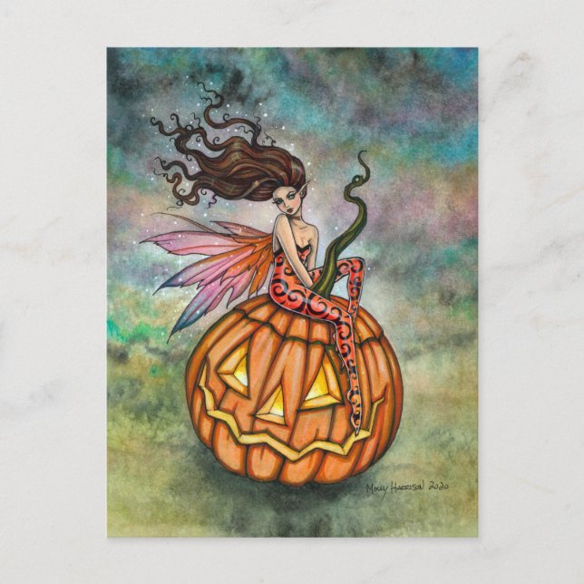 Carte Postale Pixie d'Halloween Fairy Art de Molly Harrison (Devant)