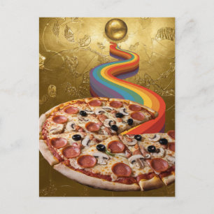 Carte Postale Pizza Abstraite Rainbow mène de la planète à la pi