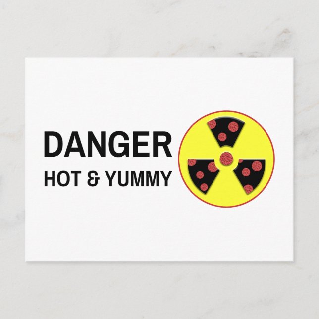 Carte Postale Pizza atomique chaud et délicieux (Devant)