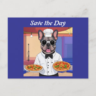Carte Postale Pizza Bouledogue Français French Bulldog