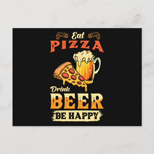 Carte Postale Pizza Et Bière (Devant)