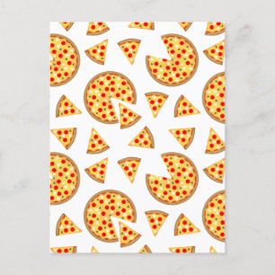 Carte Postale Pizza et tranches de cool motif sur blanc