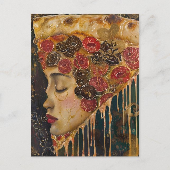 Carte Postale Pizza Face Klimt Abstrait (Devant)