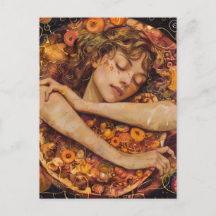 Carte Postale Pizza Love Faux Klimt