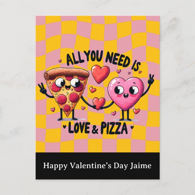 Carte Postale Pizza Love Valentines Day Postcard (Devant)