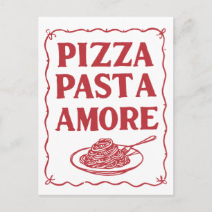 Carte Postale Pizza Pâtes Amour Nourriture Italienne Amour