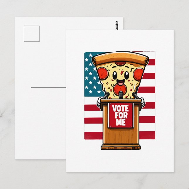 Carte Postale pizza patriotique votez pour moi (Devant / Derrière)