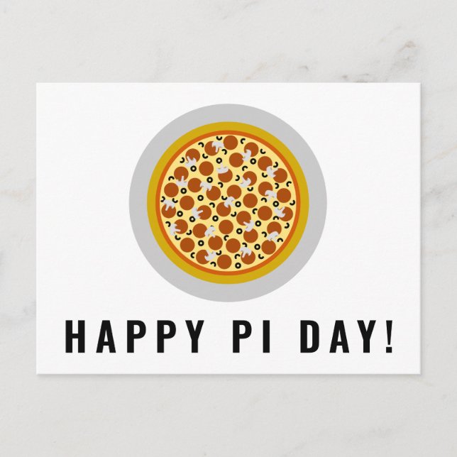 Carte Postale Pizza Pie Happy Pi Day | Olive de champignons Pepp (Devant)