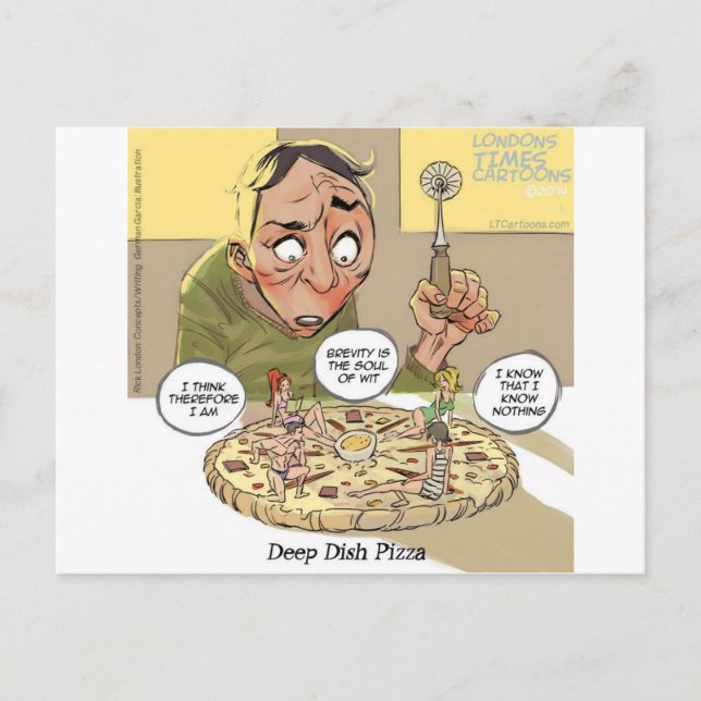 Carte Postale Pizza Profonde Philosophie Drôle (Devant)