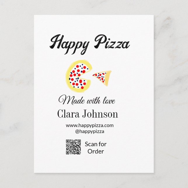 Carte Postale Pizza restaurant café pizzeria scan QR code comman (Devant)
