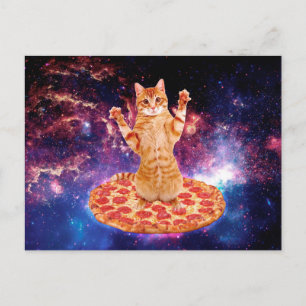 Carte Postale Pizza space cat