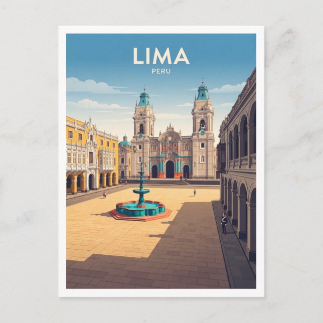 Carte Postale Place d'Armes de Lima Pérou (Devant)
