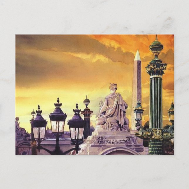 Carte Postale "Place de la Concorde" Paris Aquarelle (Devant)