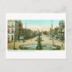 Carte Postale Place de la Cour vintage à Montgomery, Alabama