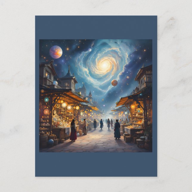 Carte Postale Place De Marché Stardust Nichée Dans Une Nebula En (Devant)
