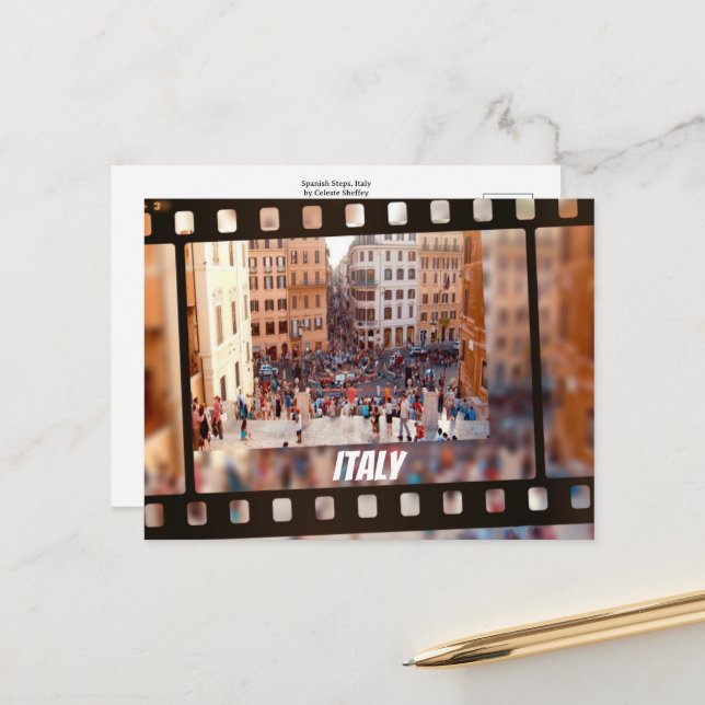 Carte Postale Place d'Espagne Rome, Italie (Devant/Arrière en situation)