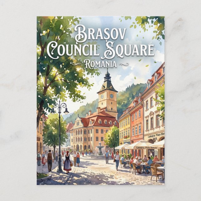 Carte Postale Place du Conseil de Brașov Roumanie (Devant)