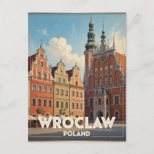 Carte Postale Place du Marché de Wroclaw Pologne Scène de Voyage