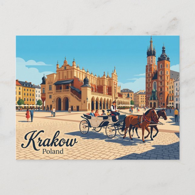 Carte Postale Place du Marché principal Pologne (Devant)