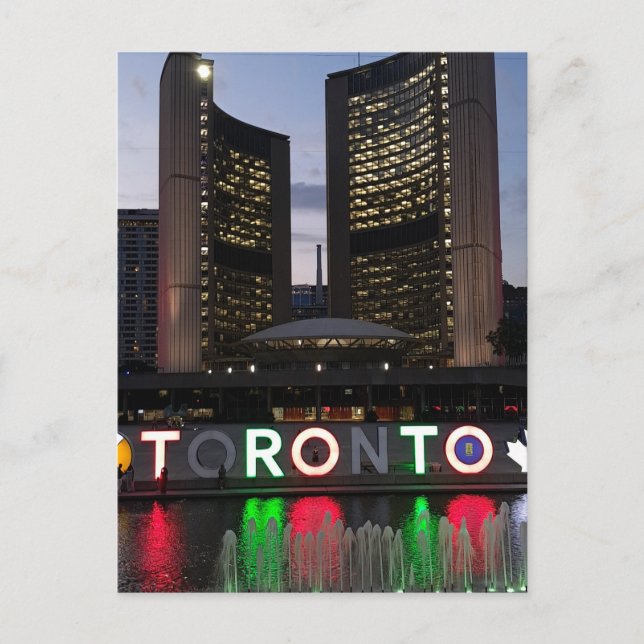 Carte Postale Place Nathan Phillips vue de nuit Toronto, Canada (Devant)