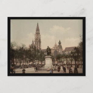 Carte Postale Place Verte et cathédrale, Anvers, Belgique