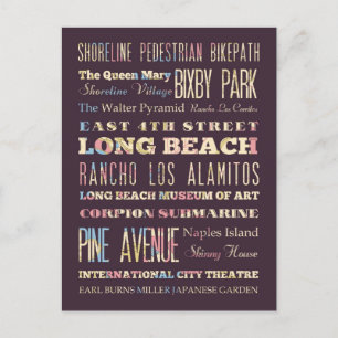 Carte Postale Places célèbres de Long Beach, Californie.