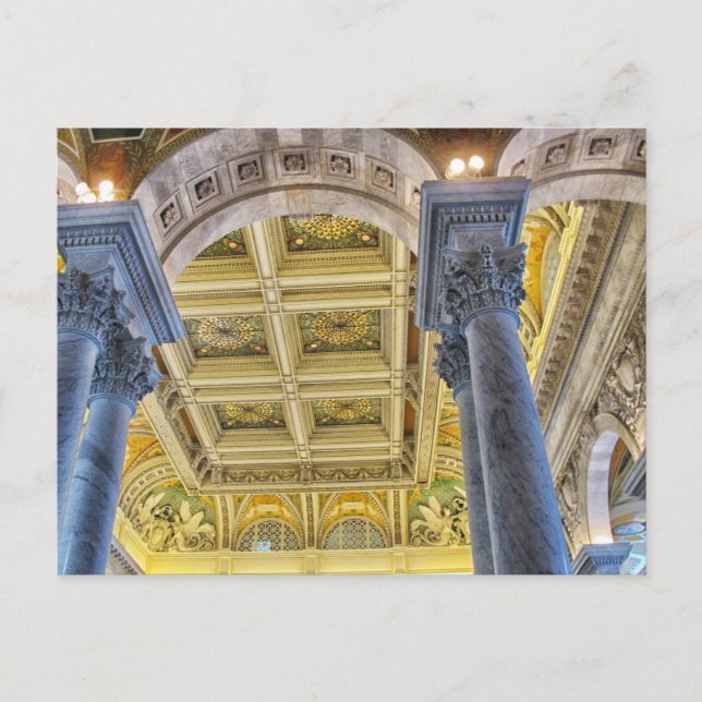 Carte Postale Plafond de la bibliothèque du Congrès (Devant)