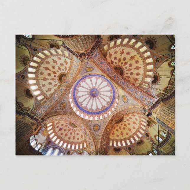 Carte Postale Plafond de la Mosquée Bleue à Istanbul (Devant)