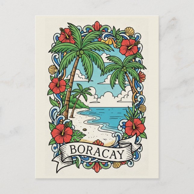 Carte Postale Plage à Boracay Philippines  (Devant)