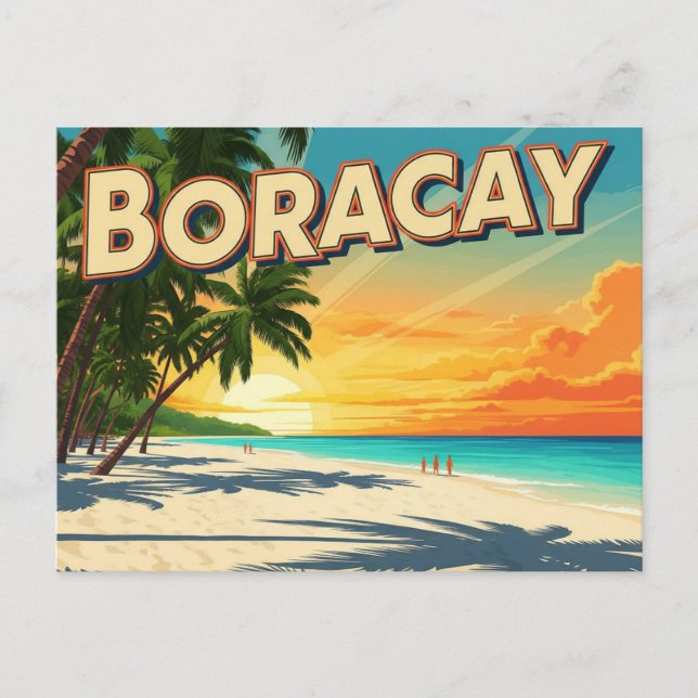 Carte Postale Plage à Boracay Philippines Vintage (Devant)