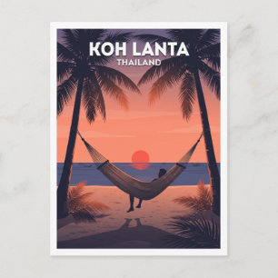 Carte Postale Plage à hamac de Koh Lanta au coucher du soleil Sa