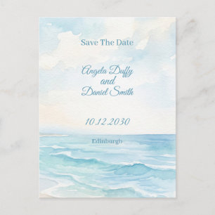 Carte Postale Plage Aquarelle Enregistrer la Date