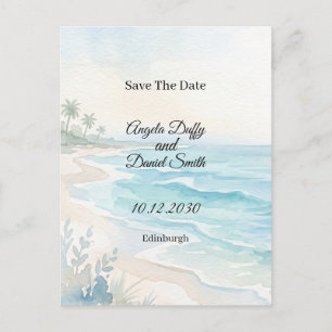 Carte Postale Plage Aquarelle Enregistrer la Date