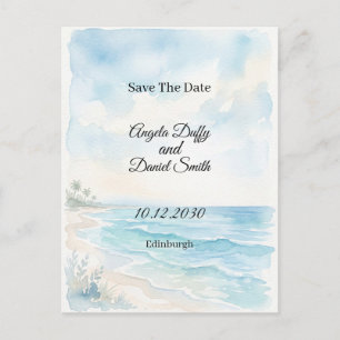 Carte Postale Plage Aquarelle Enregistrer la Date